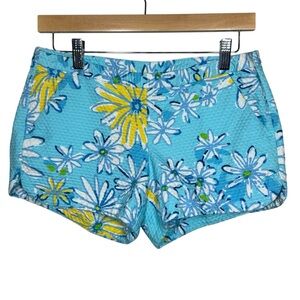 Lilly Pulitzer Breakwater Blue Daisy Adie Blue Aqua Blue Yellow Daisy Short Sz 2